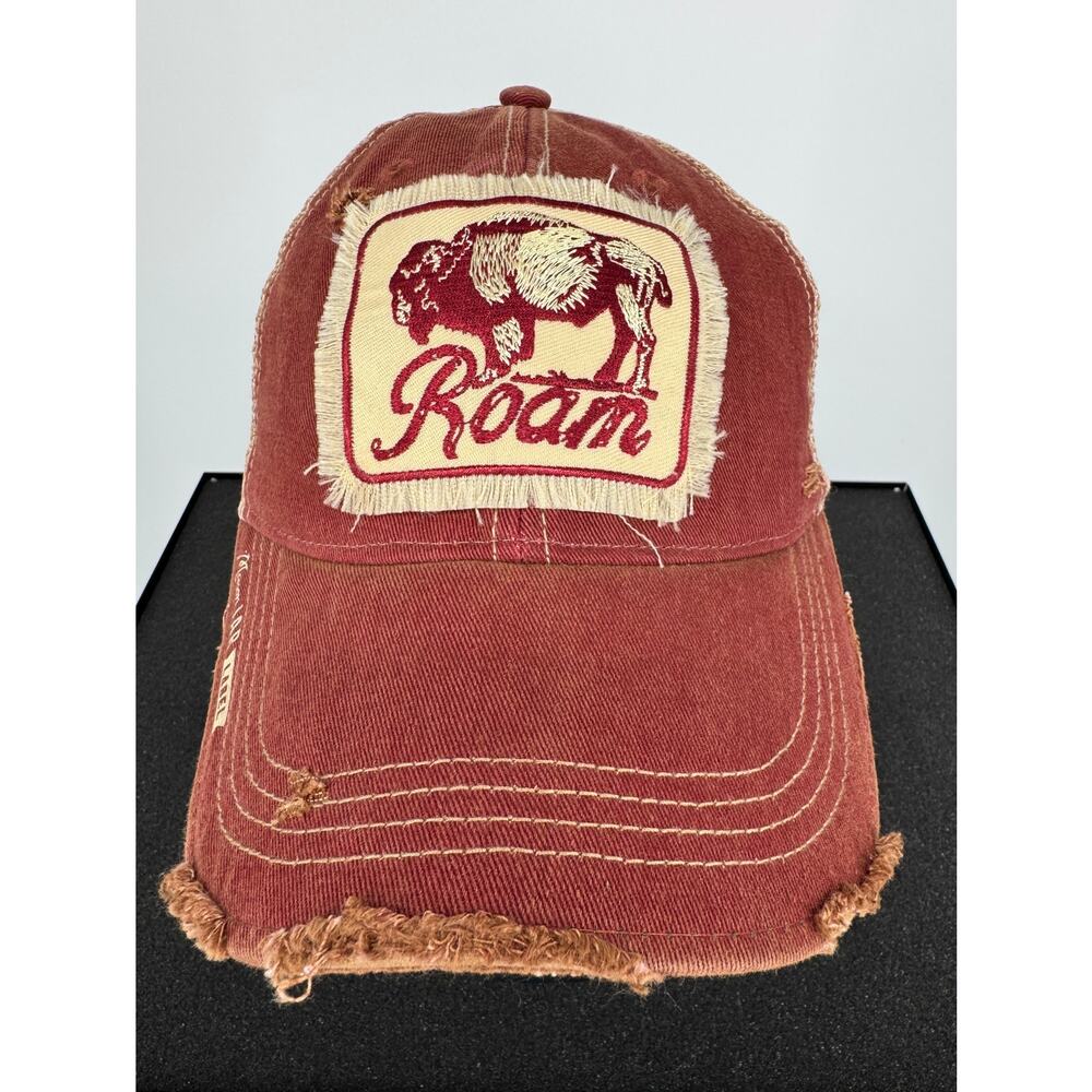 Mason Jar Label “Roam” Bison Unisex Vintage Distressed Trucker Hat NWOT